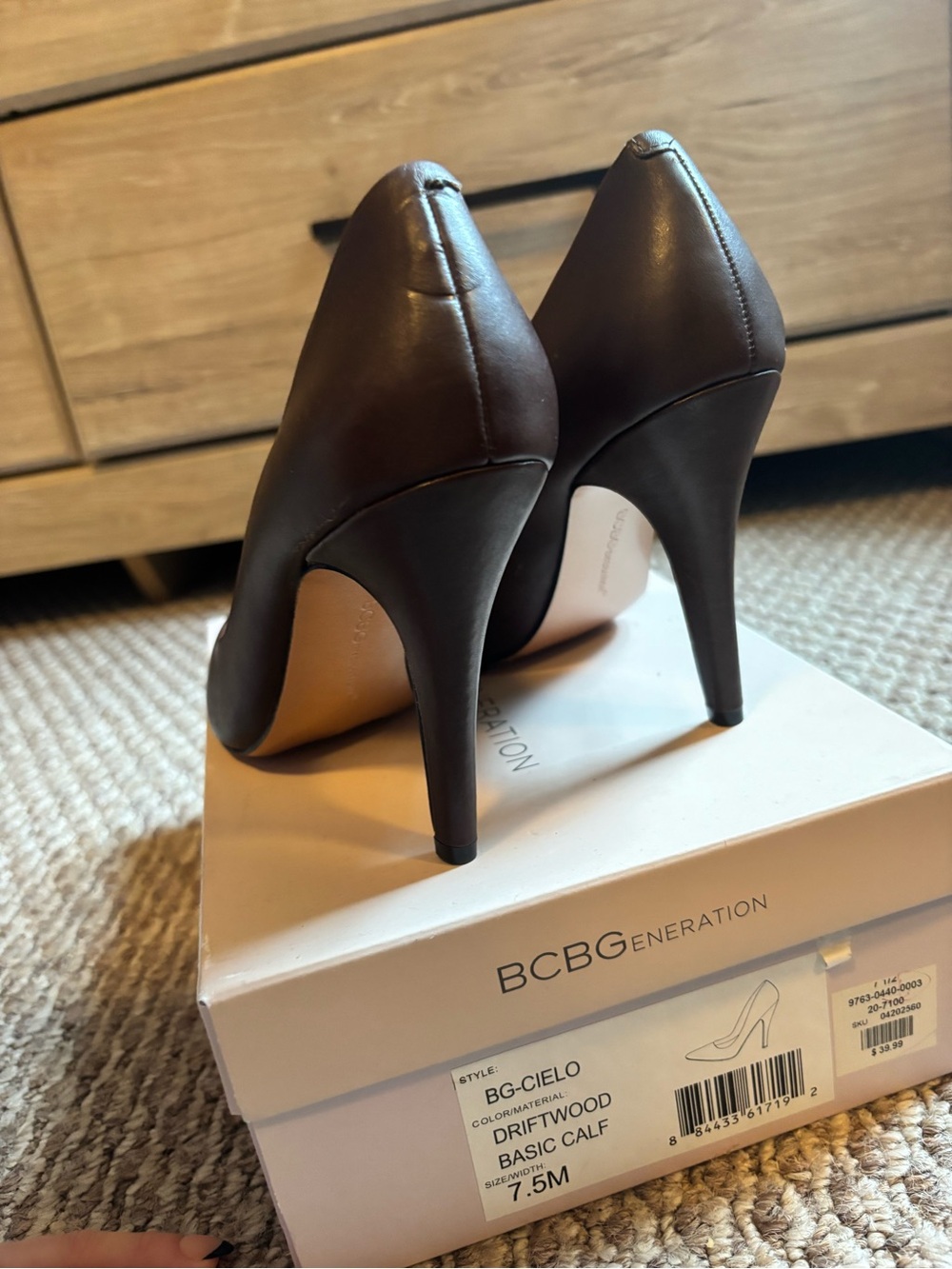 BCBGeneration Driftwood Brown Pointed Leather Pumps